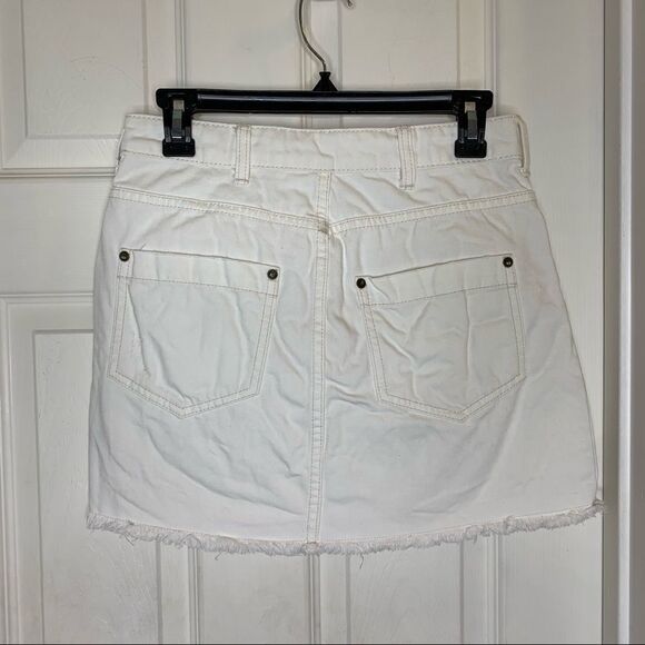 Free People Off White Jean Skirt Raw Hem - Picture 6 of 11